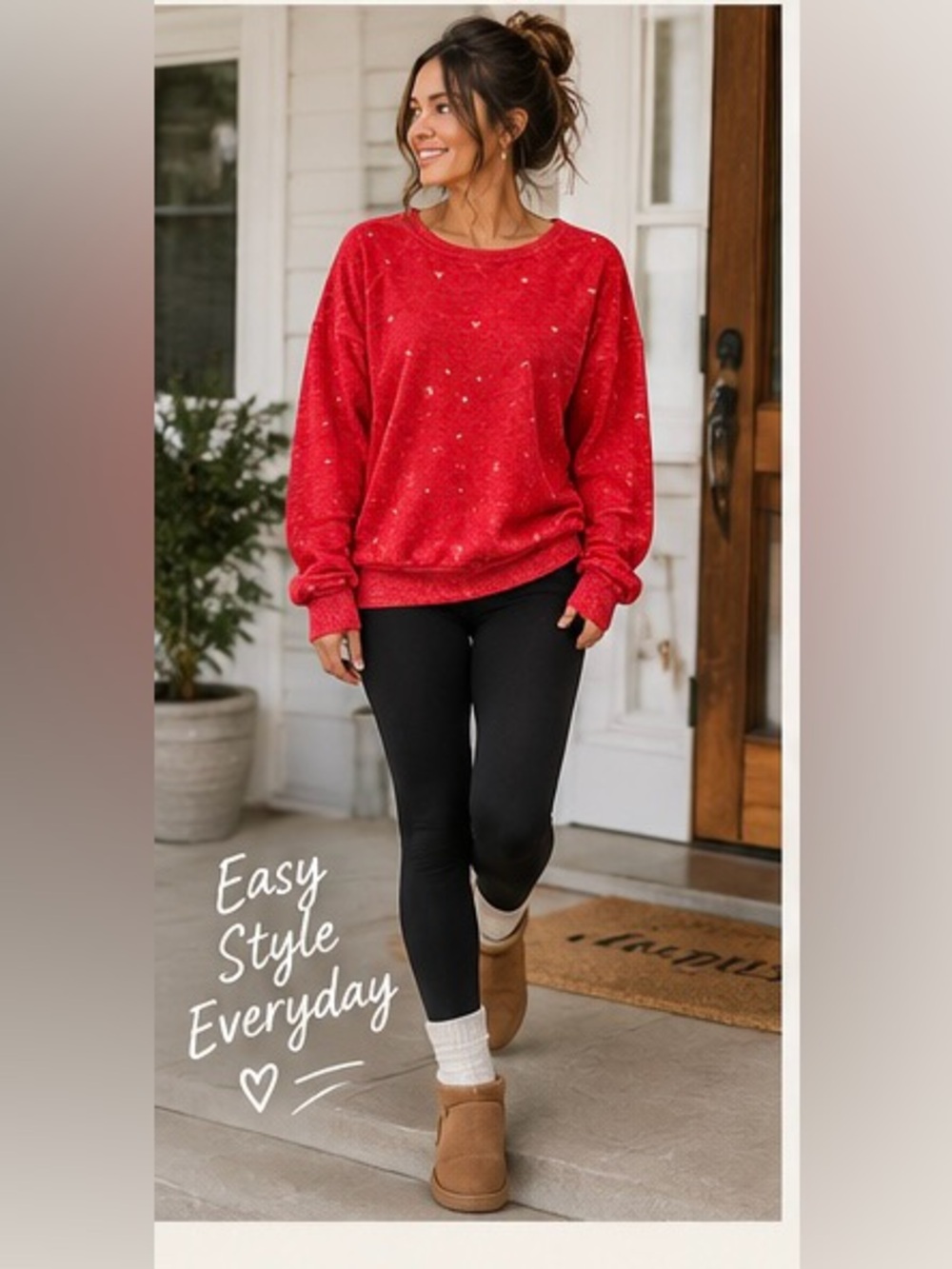 Buffalo David Bitton Red Heart-Print Pullover Sweatshirt Red XL
